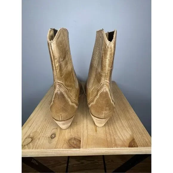 NEW Free People Women's Western New Frontier Chelsea Boot Distressed Tan Size 41 - Picture 4 of 9